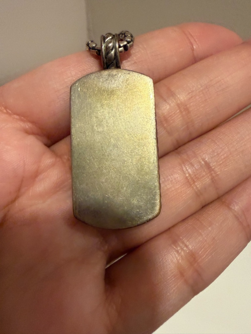 David Yurman Black and Silver Onyx Dog Tag Pendant Necklace - Picture 4 of 5
